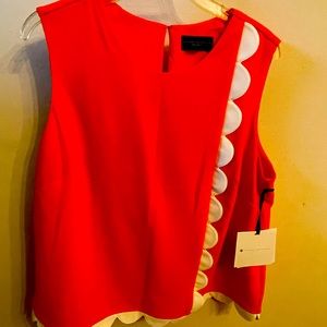 Victoria Beckham Orange and white top with scallops